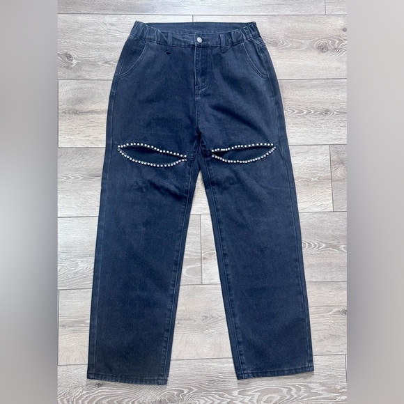 Wide Leg Embellished Cut Out Jeans - Picture 5 of 11